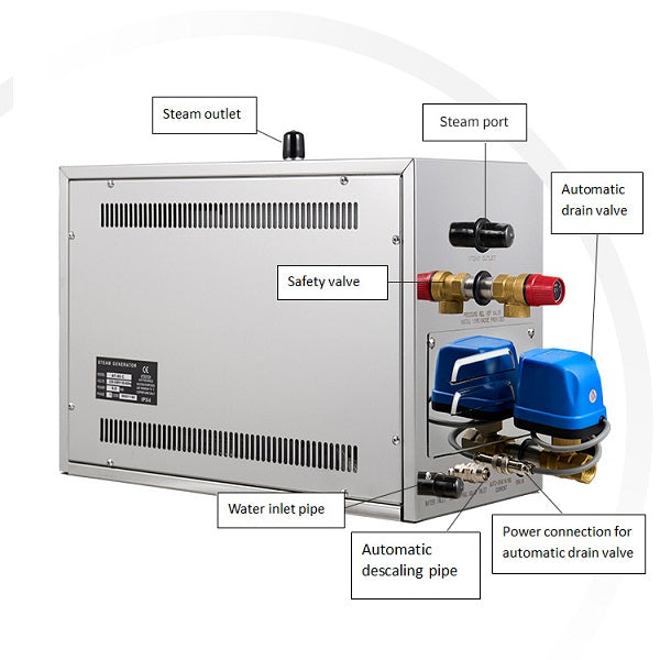 Cascada Stainless Steel Bath Steam Generator 7–21KW - Lifestyle View