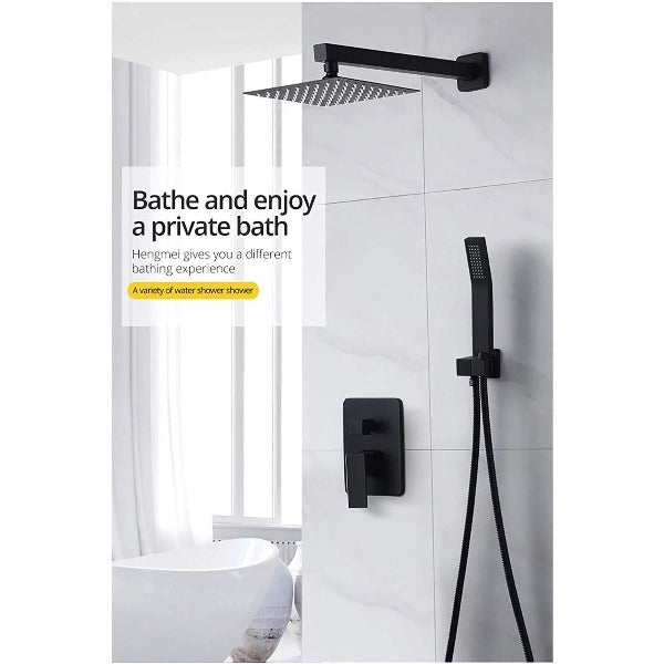 Cascada Showers Luxury 12" Square Wall Mounted Shower System, Dual Handle