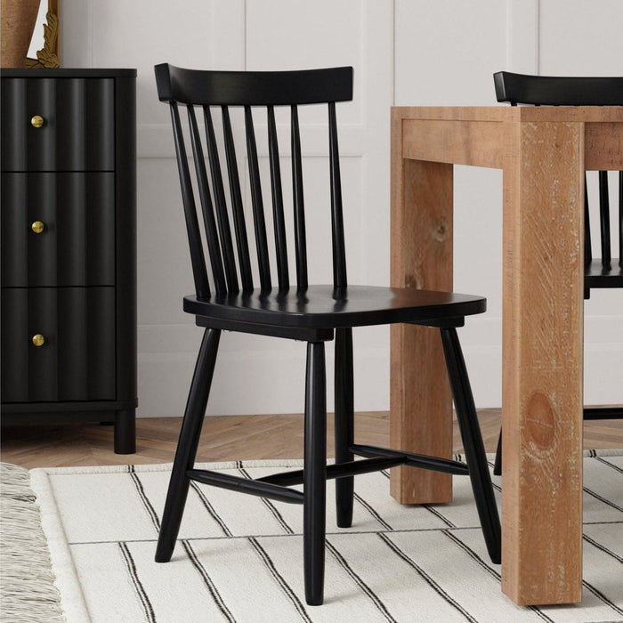 Alpine Furniture Lyra Set of 2 Windsor Chairs, Black