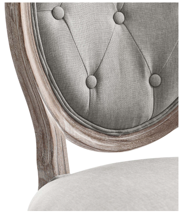 Modway Arise Vintage French Upholstered Fabric Dining Side Chair in Light Gray - Features