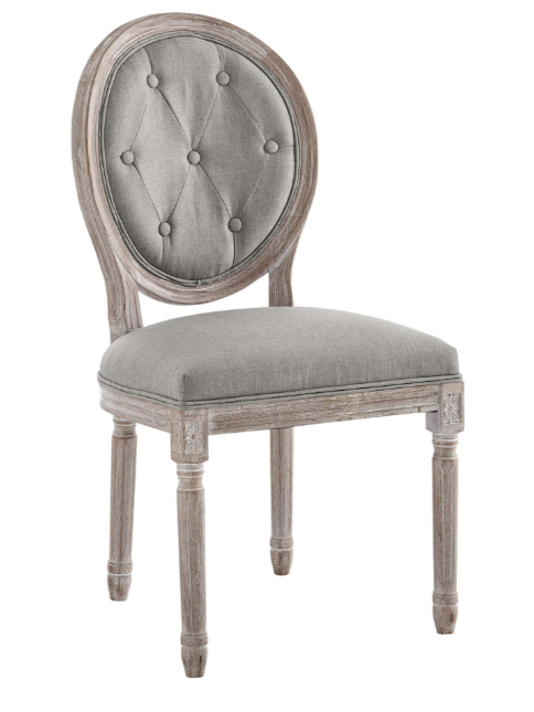 Modway Arise Vintage French Upholstered Fabric Dining Side Chair in Light Gray - Lifestyle View