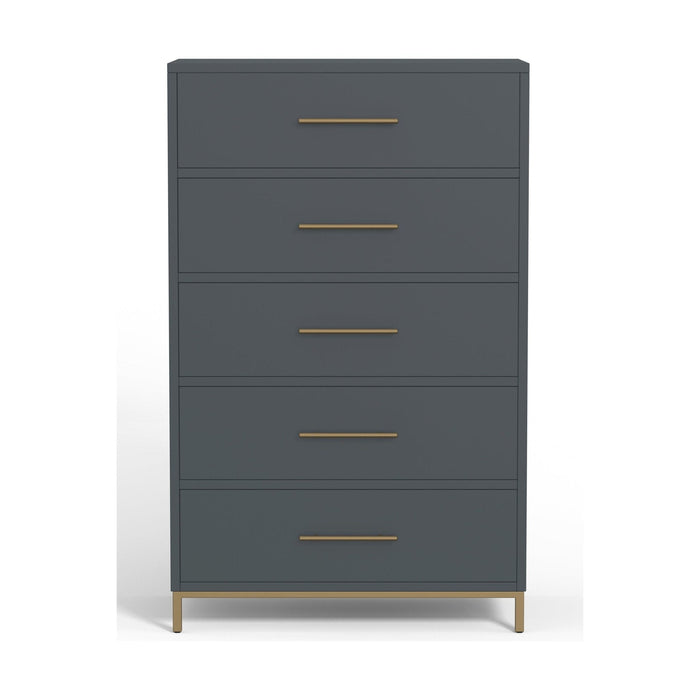 Alpine Furniture Madelyn Five Drawer Chest, Slate Gray
