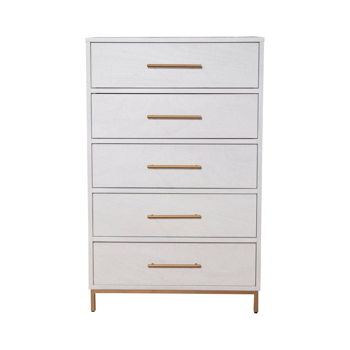 Alpine Furniture Madelyn Five Drawer Chest, White