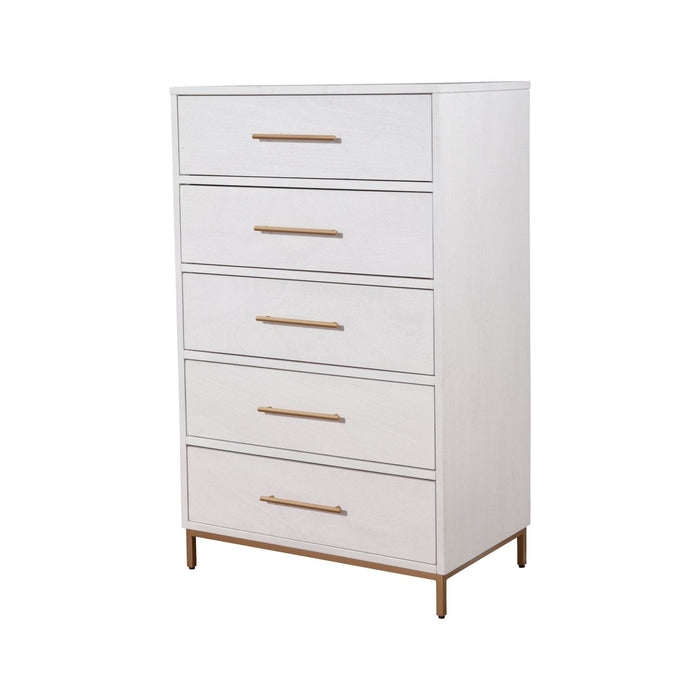 Alpine Furniture Madelyn Five Drawer Chest, White