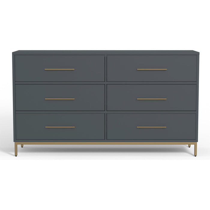 Alpine Furniture Madelyn Six Drawer Dresser, Slate Gray