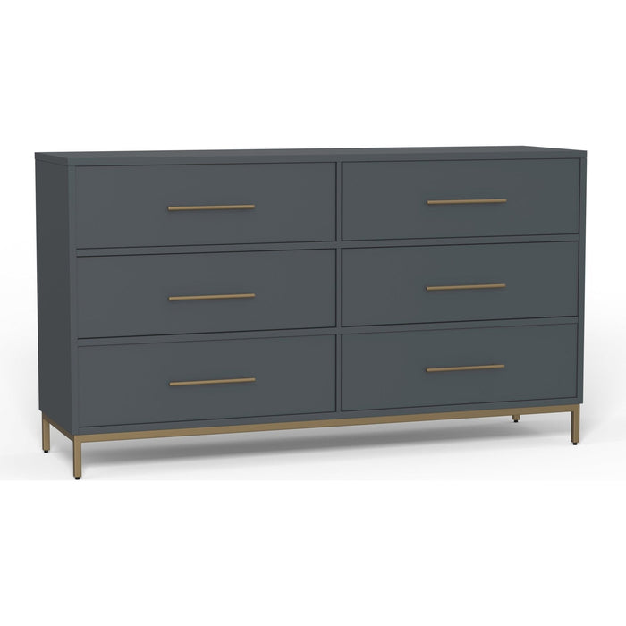 Alpine Furniture Madelyn Six Drawer Dresser, Slate Gray