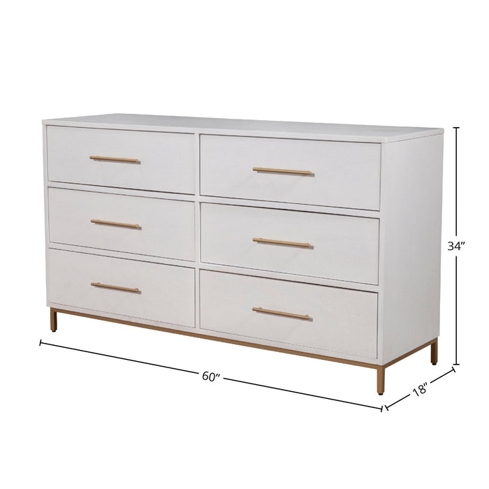 Alpine Furniture Madelyn Six Drawer Dresser, White