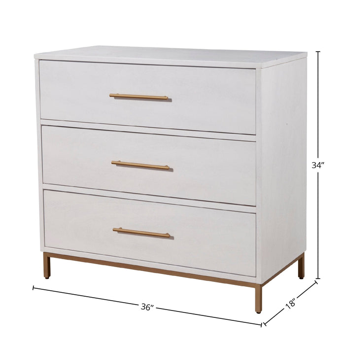 Alpine Furniture Madelyn Three Drawer Small Chest, White
