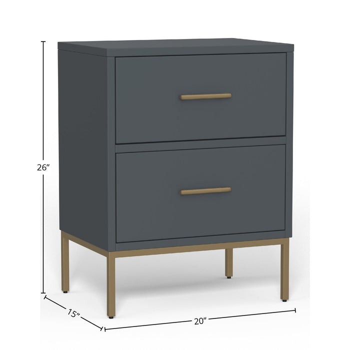 Alpine Furniture Madelyn Two Drawer Nightstand, Slate Gray