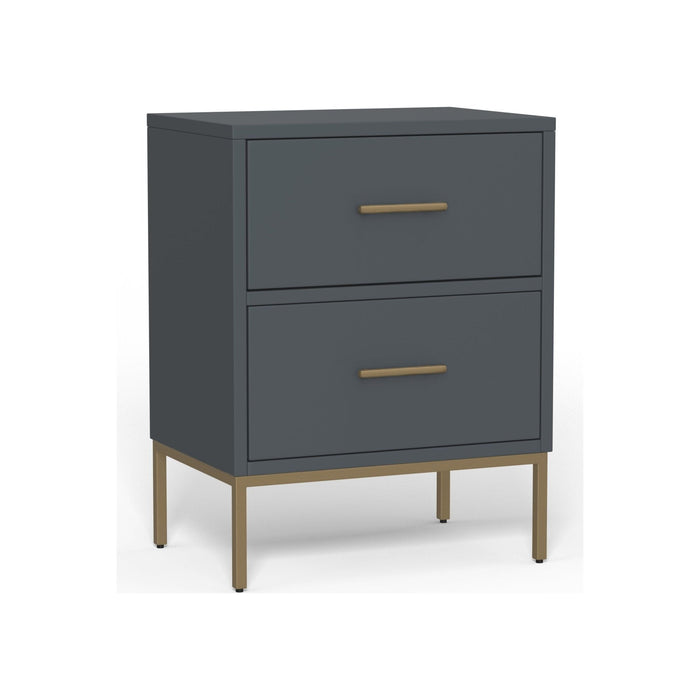 Alpine Furniture Madelyn Two Drawer Nightstand, Slate Gray
