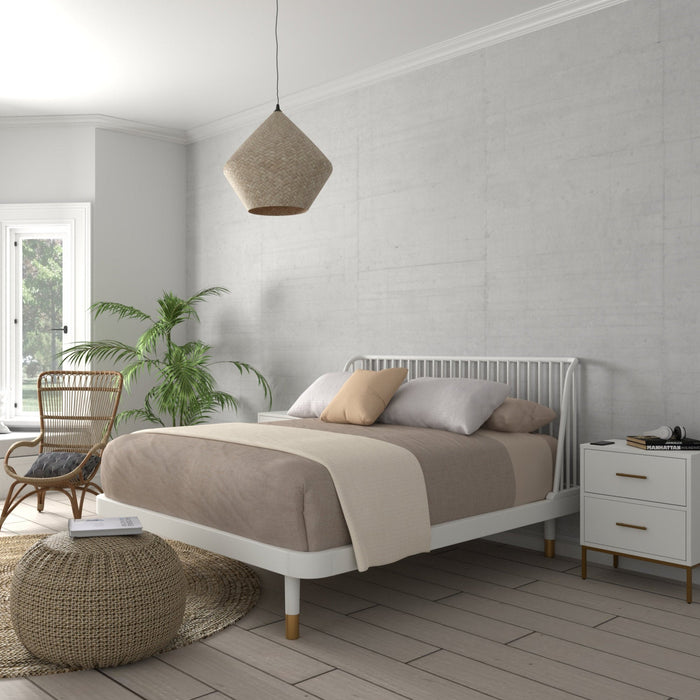 Alpine Furniture Madelyn Two Drawer Nightstand, White