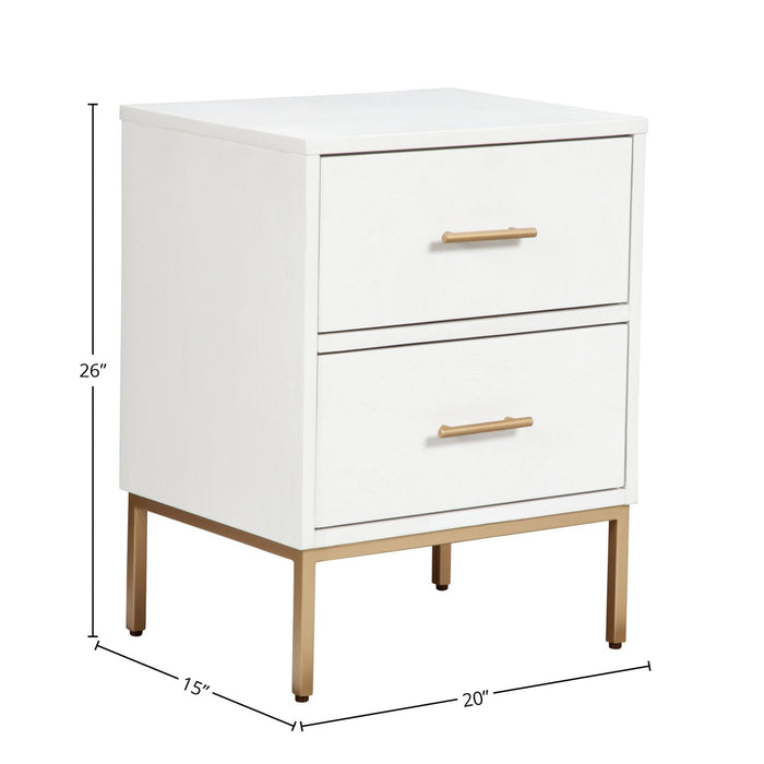 Alpine Furniture Madelyn Two Drawer Nightstand, White