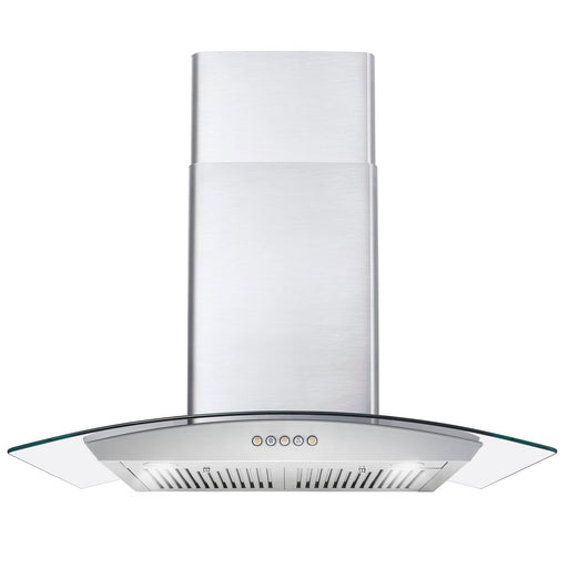 Cosmo 30-Inch 380 CFM Ductless Wall Mount Range Hood in Stainless Steel with Tempered Glass (COS-668A750-DL) Cosmo
