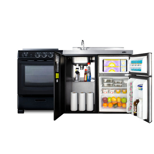Summit 63" Wide All-in-One Kitchenette with Electric Range (ACK63ELSTB) view 2