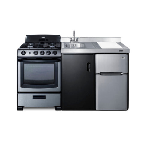 Summit 63" Wide All-in-One Kitchenette with Gas Range (ACK63GASBSS)