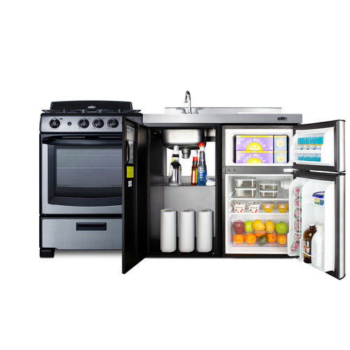 Summit 63" Wide All-in-One Kitchenette with Gas Range (ACK63GASBSS) view 2