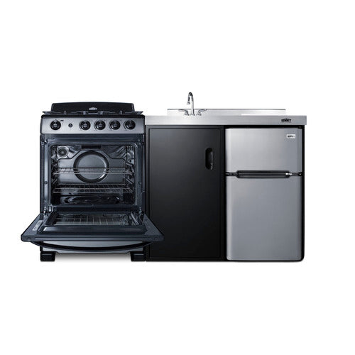 Summit 63" Wide All-in-One Kitchenette with Gas Range (ACK63GASBSS) view 3