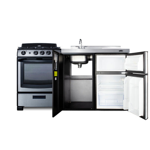 Summit 63" Wide All-in-One Kitchenette with Gas Range (ACK63GASBSS) view 4