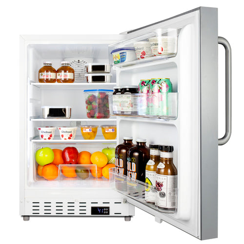 Summit 21" Wide Built-In All-Refrigerator, ADA Compliant — Left Hand Door hinge (ALR46WSSTBLHD) view 4