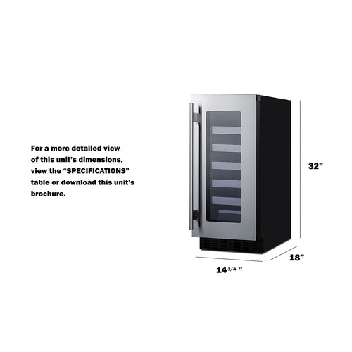 Summit 15" Wide Built-In Wine Cellar, ADA Compliant — Left Hand Door hinge (ASDW1522LHD) view 6