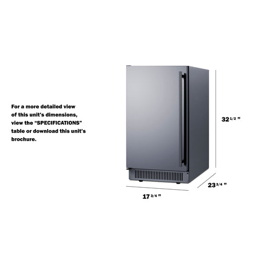 Summit 18" Wide Outdoor Clear Icemaker, ADA Compliant (BIM182OSADALHD) view 6