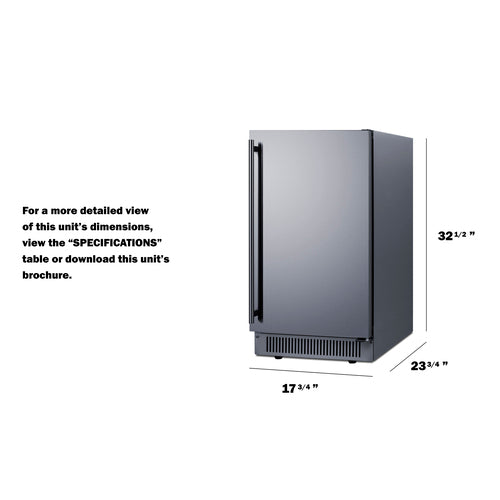 Summit 18" Wide Clear Icemaker, ADA Compliant (BIM182ADA) view 4