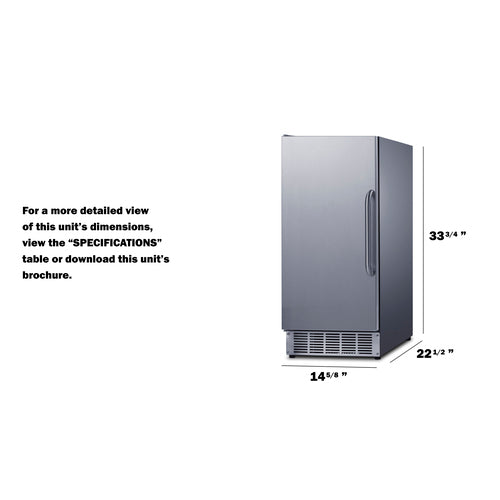 Summit Built-In 45 lb. Clear Icemaker — Right Hand Door hinge (BIM44GCSSRHD) view 5