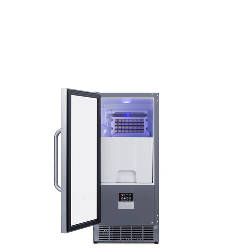 Summit Built-In Outdoor 45 lb. Clear Icemaker — Right Hand Door hinge (BIM47OSRHD) view 2