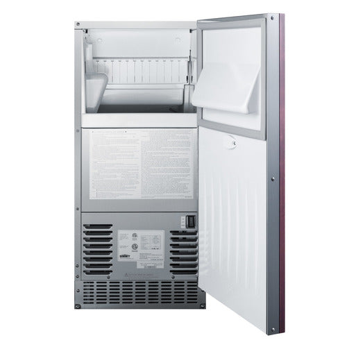 Summit 47 lb. Clear Outdoor/Indoor Icemaker (Panel Not Included) — Left Hand Door hinge (BIM68OSPUMPIFLHD) view 2