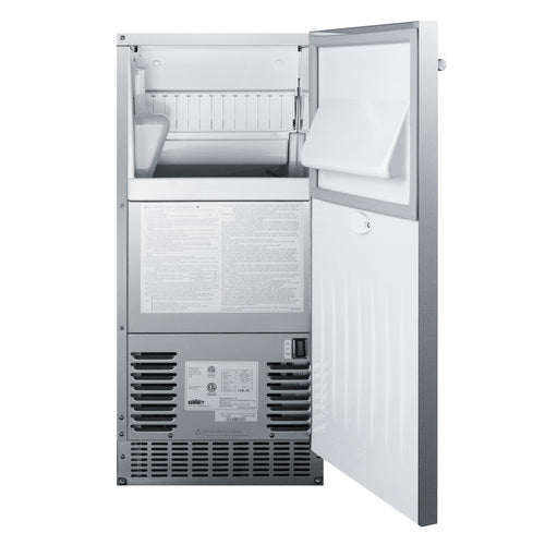 Summit 47 lb. Clear Outdoor/Indoor Icemaker — Left Hand Door hinge (BIM68OSPUMPLHD) view 6