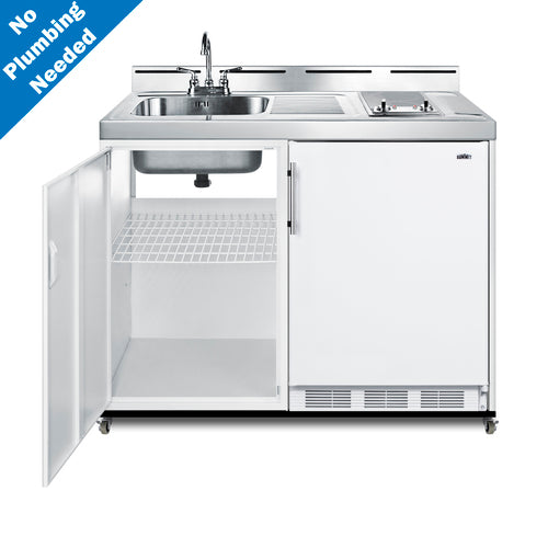 Summit 48" Wide Mobile All-In-One Kitchenette, No Plumbing Needed (C48ELGLASSPUMPMB)