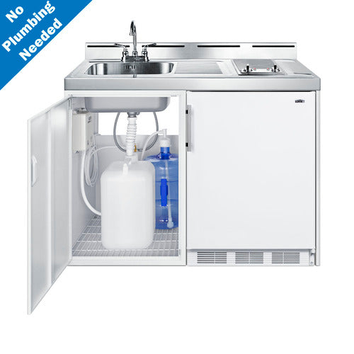 Summit 48" Wide All-In-One Kitchenette, No Plumbing Needed (C48ELGLASSPUMP)