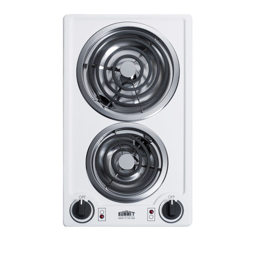 Summit 12" Wide 230V 2-Burner Coil Cooktop (CCE225WH)