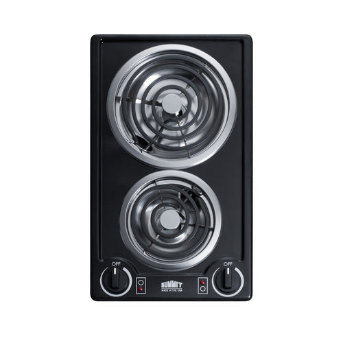 Summit 12" Wide 230V 2-Burner Coil Cooktop (CCE226BL)