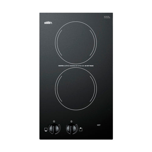Summit 12" Wide 230V 2-Burner Radiant Cooktop (CR2220B)