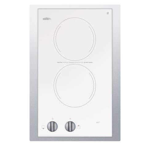 Summit 15" Wide 230V 2-Burner Radiant Cooktop (CR2220WHTK15)