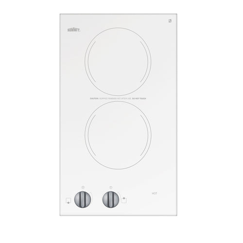 Summit 12" Wide 220-240V 2-Burner Radiant Cooktop (CR2220WHE)