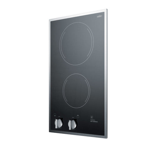 Summit 12" Wide 115V 2-Burner Radiant Cooktop (CR2B12ST) view 3