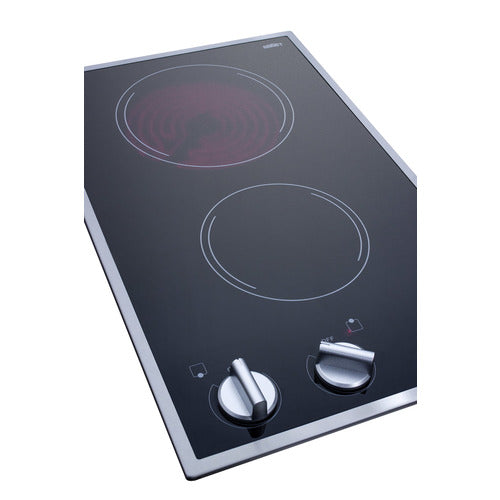 Summit 12" Wide 115V 2-Burner Radiant Cooktop (CR2B12ST) view 4