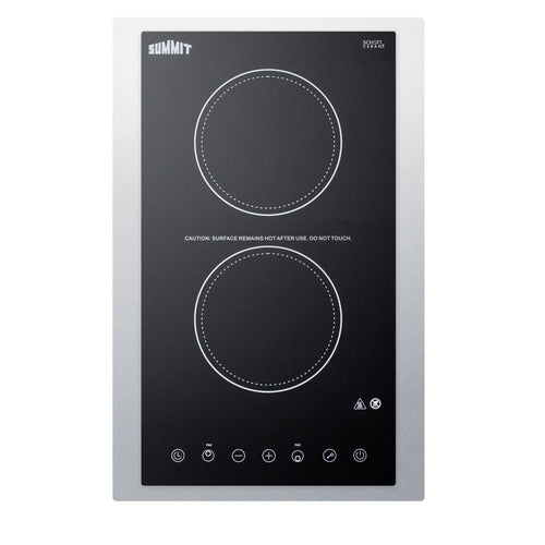 Summit 15" Wide 115V 2-Burner Radiant Cooktop (CR2B15T1BTK15)