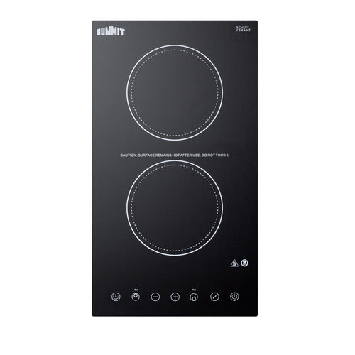 Summit 12" Wide 115V 2-Burner Radiant Cooktop (CR2B15T1B)