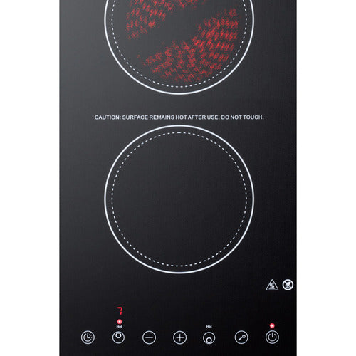 Summit 12" Wide 115V 2-Burner Radiant Cooktop (CR2B15T1B) view 5