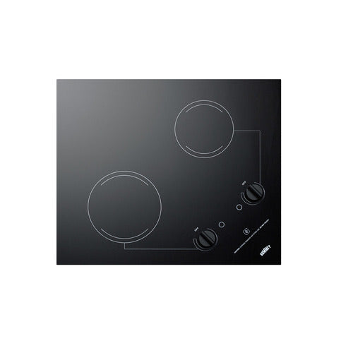 Summit 21" Wide 230V 2-Burner Radiant Cooktop (CR2B223G) view 2