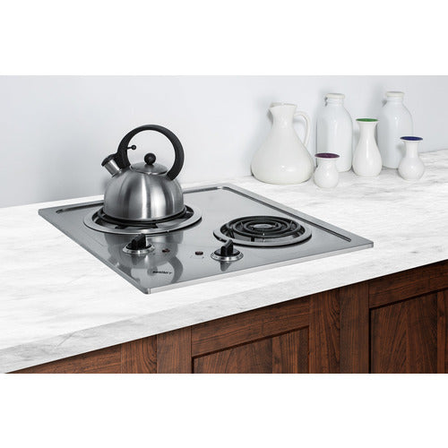 Summit 21" Wide 230V 2-Burner Coil Cooktop (CR2B224S) view 2
