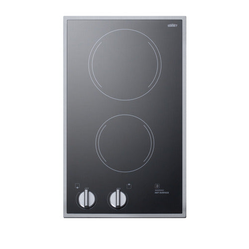 Summit 12" Wide 220/240V 2-Burner Radiant Cooktop (CR2B22ST)