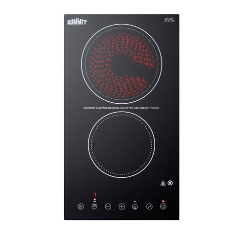 Summit 12" Wide 230V 2-Burner Radiant Cooktop (CR2B23T3B) view 4