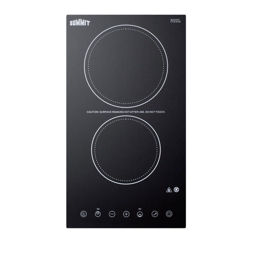Summit 12" Wide 230V 2-Burner Radiant Cooktop (CR2B23T3B)