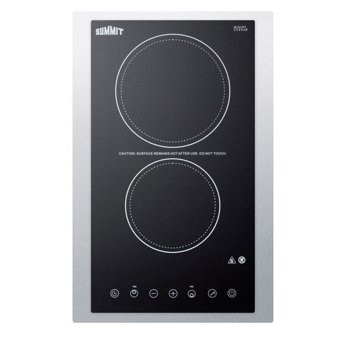 Summit 15" Wide 230V 2-Burner Radiant Cooktop (CR2B23T3BTK15) view 2