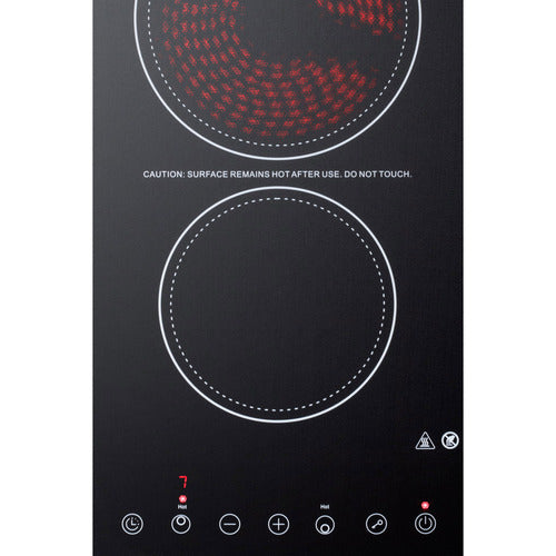 Summit 12" Wide 230V 2-Burner Radiant Cooktop (CR2B23T3B) view 3