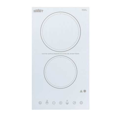 Summit 12" Wide 230V 2-Burner Radiant Cooktop (CR2B23T4W)
